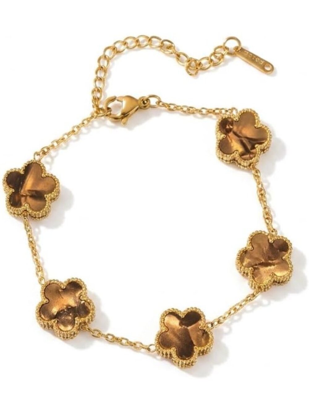 Luck & Love Clover Charm Bracelet for Women - 18K Gold Plated Adjustable Jewelry